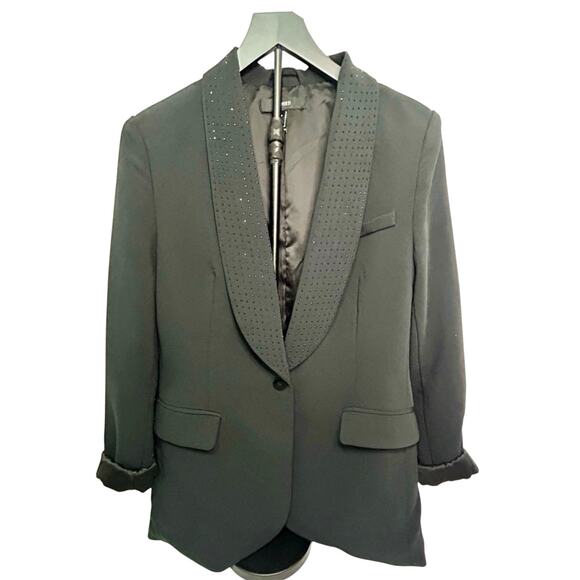 Forever 21 Jackets & Blazers - ✨ Forever 21 Black Rhinestone Blazer Size Large NWOT Single Breasted Jacket